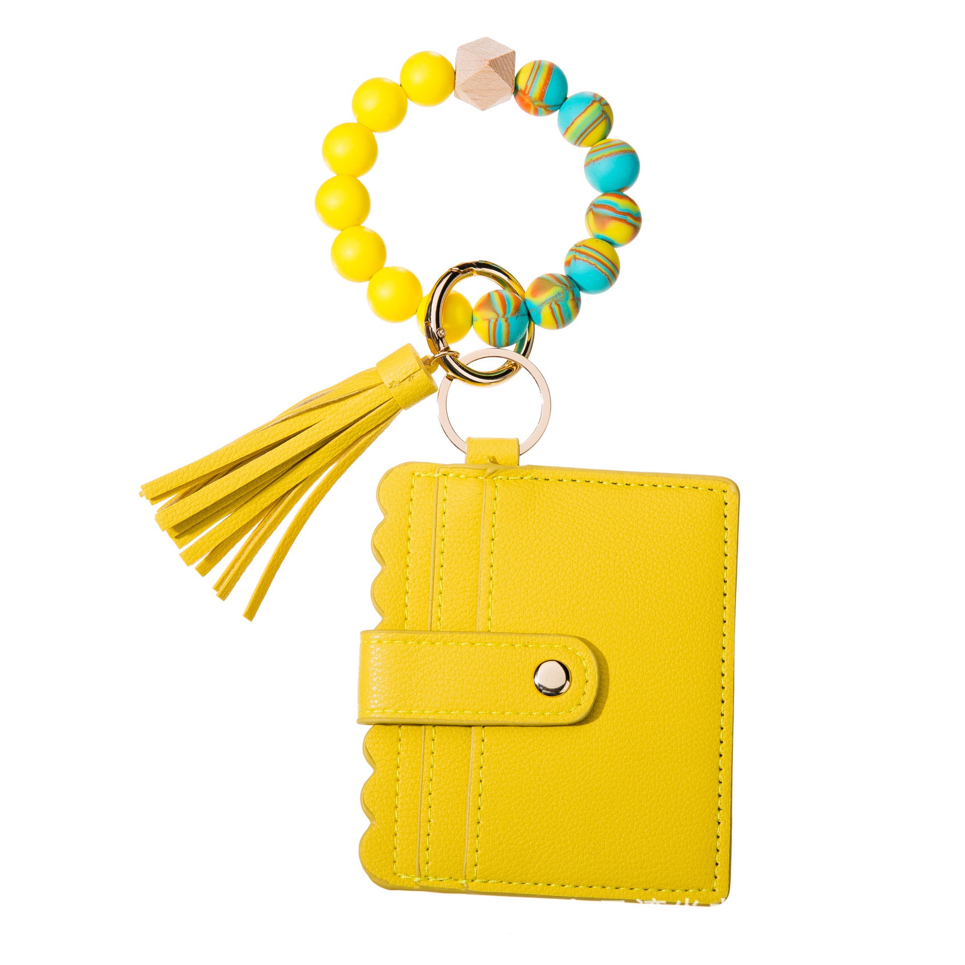Wholesale Card Holder Colorful Silicone Beaded Wrist Keychain
